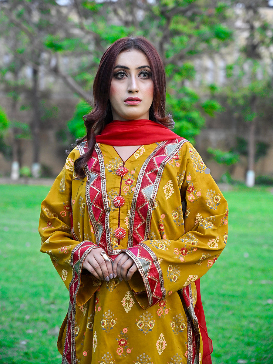 Stitched 3 PIECE EMBROIDERED LAWN