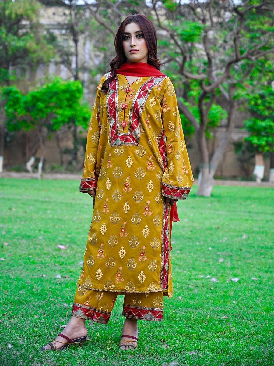 Stitched 3 PIECE EMBROIDERED LAWN
