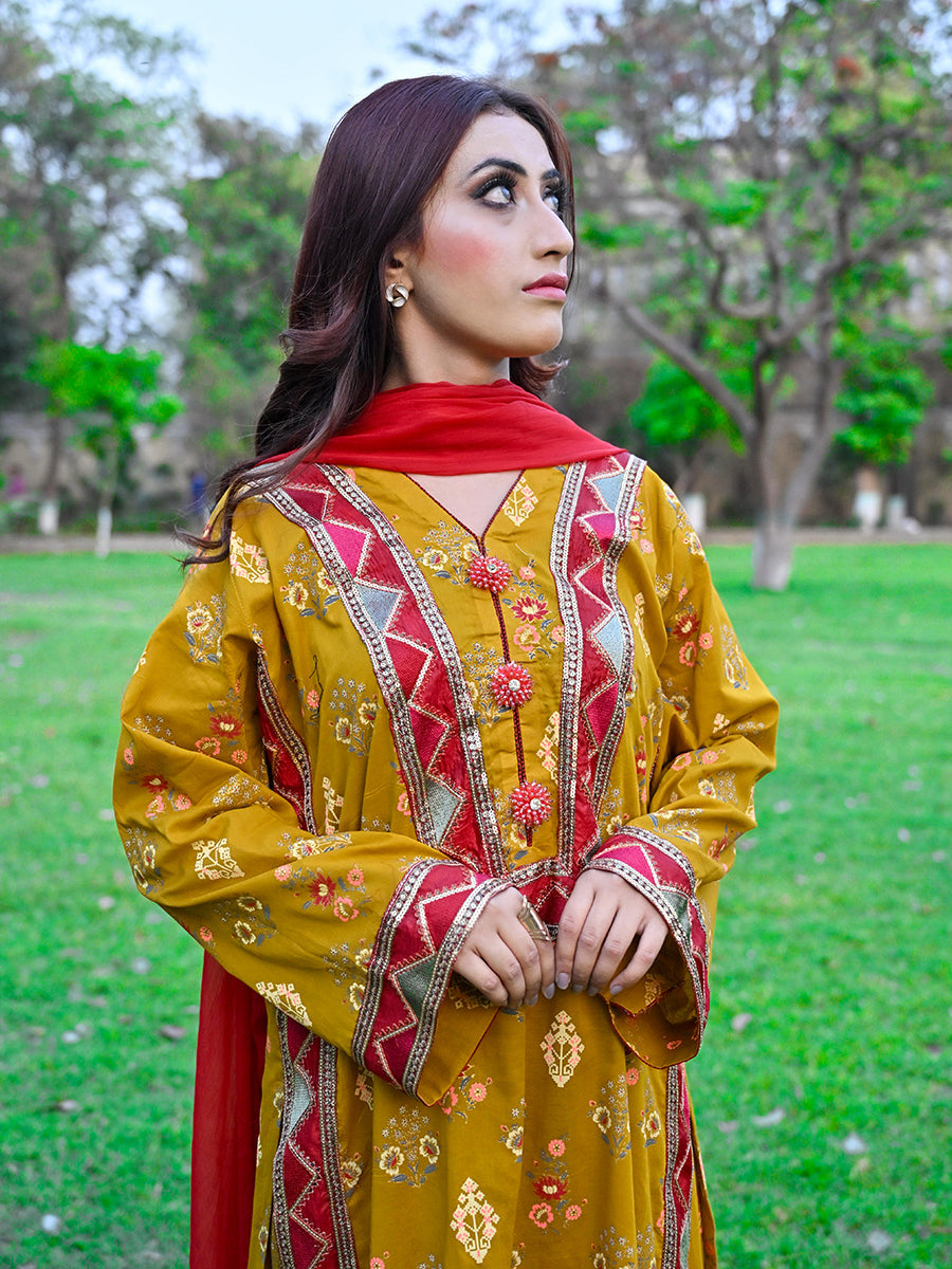 Stitched 3 PIECE EMBROIDERED LAWN