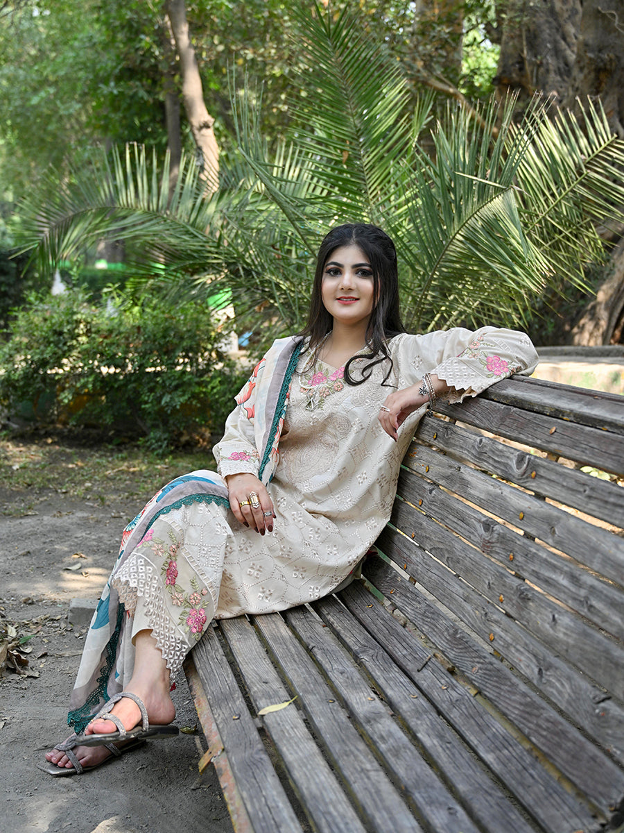 LUXURY 3 PIECE EMBROIDERED STITCHED